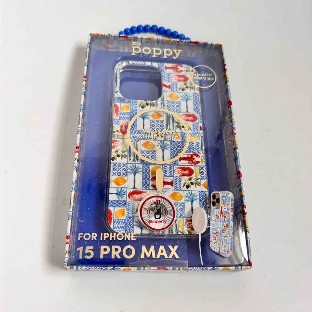 NIB XO Poppy iPhone 15 Pro Max Phone Case MagSafe Coastal Tile Patterned